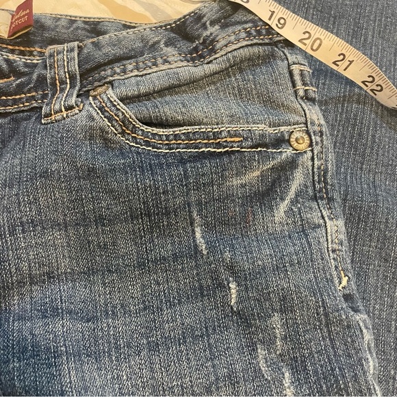 Y2K Aeropostale Vintage Women/Junior Distressed Blue Jeans 11 12 Chelsea Bootcut - Picture 6 of 9